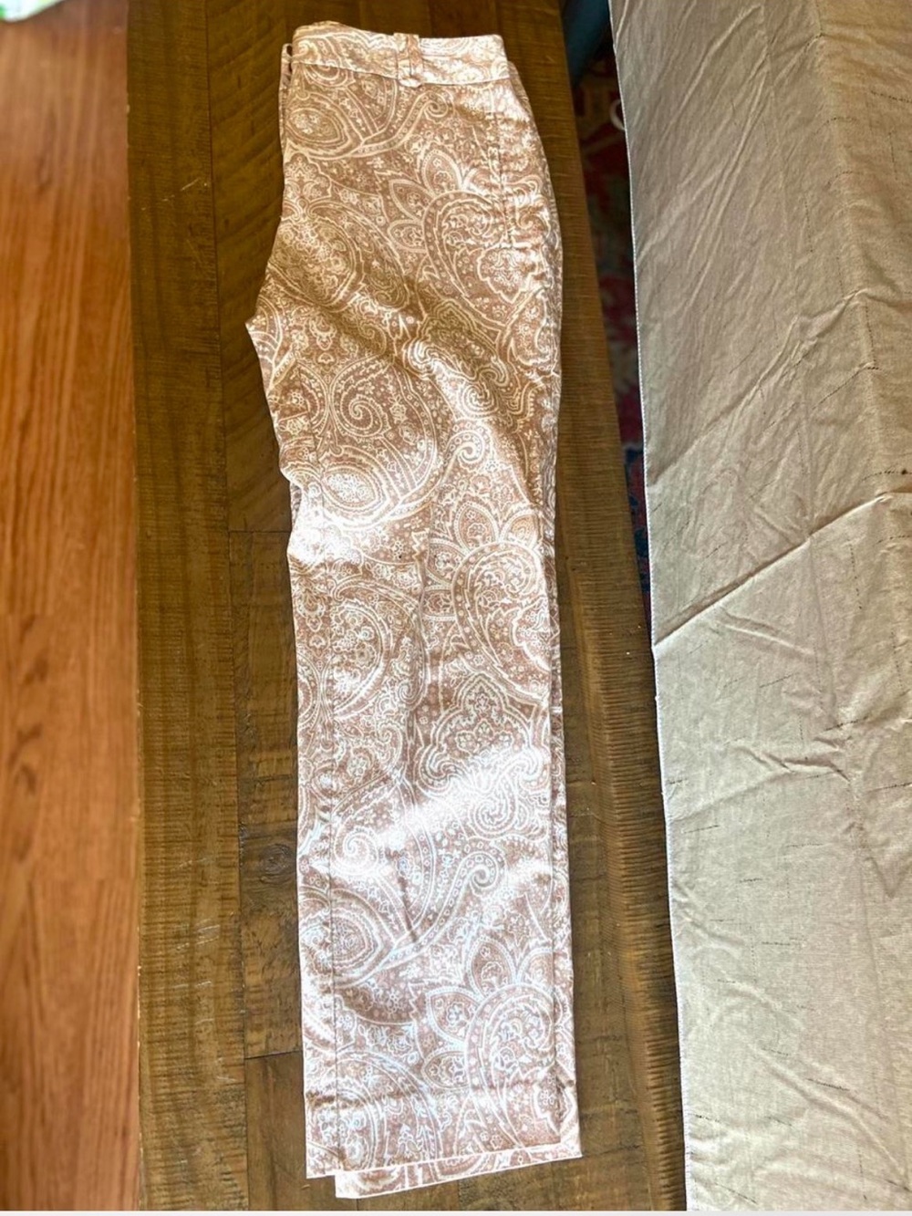 Charter Club Paisley Print Trousers in Soft Blush and Cream